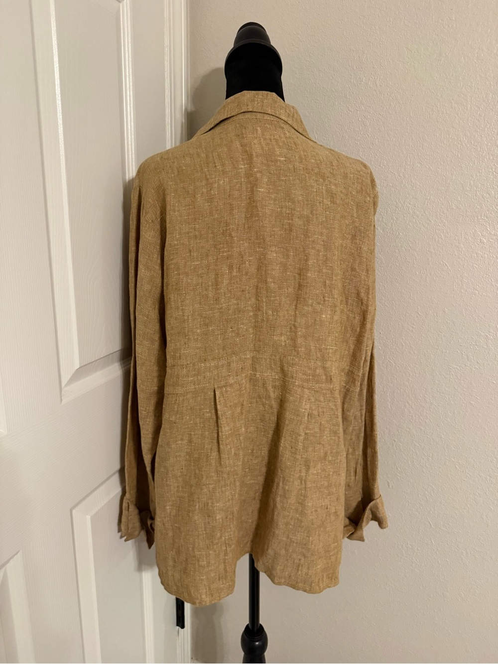 Flax Light Brown Linen Button Front Blazer - Picture 4 of 7